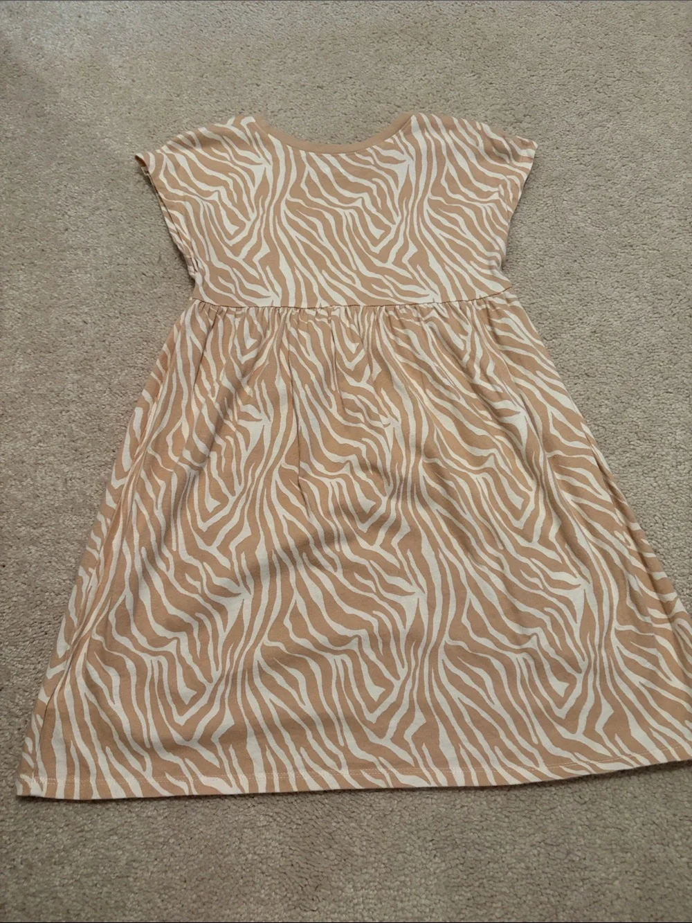 Old Navy Beige Zebra Print Dress with Multi-Color Stripe Tee